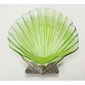  Green Glass Shell Plate: Kitchen & Dining