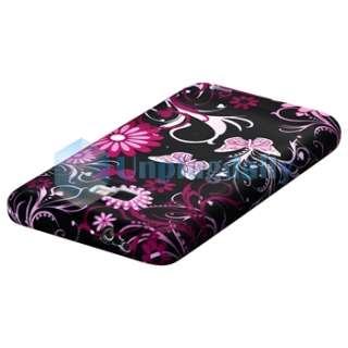Black Pink Butterfly TPU Case+2 Charger+Privacy Film For Samsung 