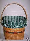   Hostess Green Stripe Winter Wishes Basket Protector Liner Hanger New