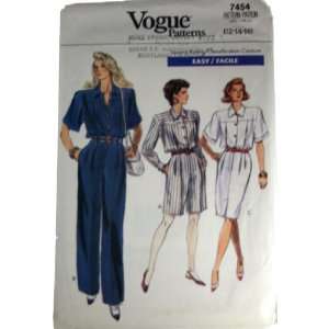  Vogue 7454 Sewing Pattern Misses Jumpsuit and Dress Size 