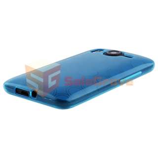 Blue TPU Case+Privacy LCD Protector for HTC Inspire 4G Desire HD AT&T 