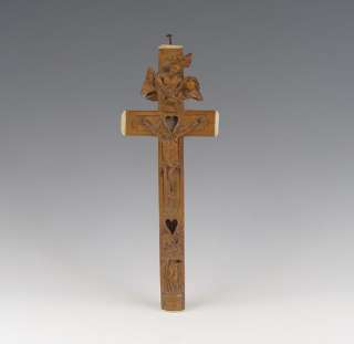 Superb European Wooden Crucifix Relics 18th C. Museum Piece  