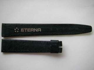 Eterna dark blue stitched leather watch strap 17 mm  