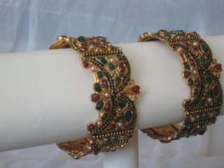 NEW RUBY AND EMERALD BANGLE SET IN18 KARAT GOLD PLATED  