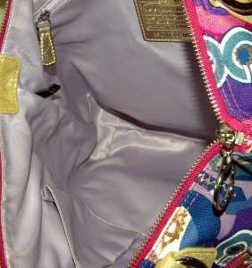   POP C GLAM Signature OP ART Purple Multi LG Tote Bag 18342 EUC  