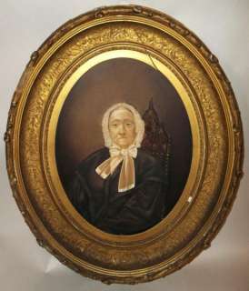   DISBORROUGH PHILLIPS 19TH C PAINTING LAWRENCE NJ GILT OVAL FRAME 1850s