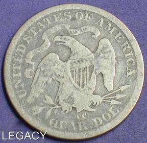 1877 CC SEATED LIBERTY QUARTER BETTER DATE SILVER (ET  