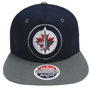   Winnipeg Jets Logo Zephyr Snapback Cap Hat Navy Grey 