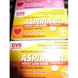 Aspirin 81 Mg , Pain Reliever ?36 Chewable Cherry Tablets ? (Pack of 6 