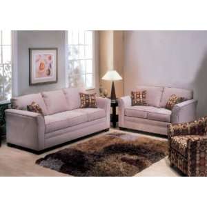  2pc Sofa Loveseat Set with Flared Arms Design in Buckskin 