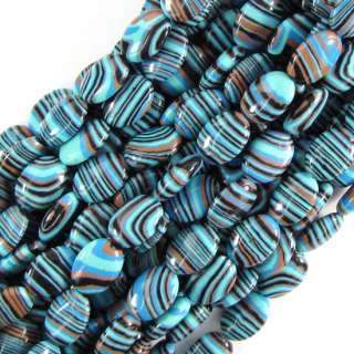 14mm blue rainbow calsilica flat oval beads 16 strand  