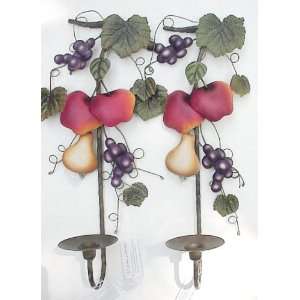  Decorative Wrought Iron Wall Candle Sconces, Fruit Medley 