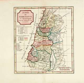 ANTIQUE MAP , JUDEA , HOLY LAND , ISRAEL,Vaugondy, 1806  