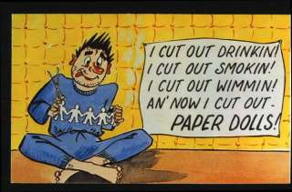 Comic Postcard..No Drinking,Smoking,Women..Paper Dolls  