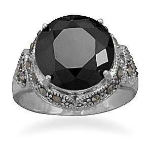 Black CZ and Marcasite Ring (7): Jewelry