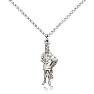    Sterling Silver 1in St Florian Pendant & 18in Chain: Jewelry
