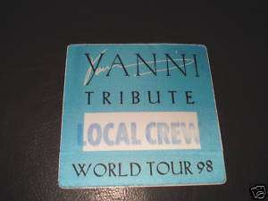 Yanni Tribute 1998 Crew Tour Backstage Concert Pass  
