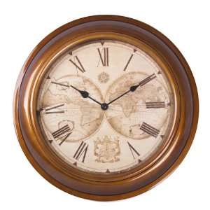  Hometime Wall Clock Gold Case & World Map Dial 30cm