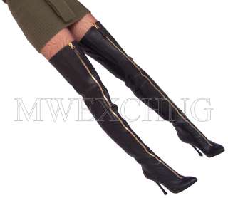 Sergio Rossi Black Italian Thigh High Overknee Fashion Womens Stiletto 