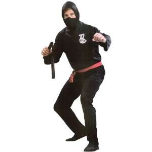  Black Ninja Martial Arts 5pc Male Fancy Dress Costume 