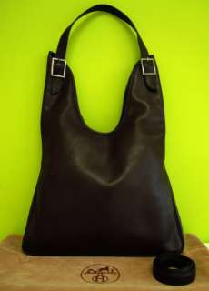 HERMES Leather Hobo Handbag MASSAI Dark Brown 2 Straps EXLNT 2001 Dust 