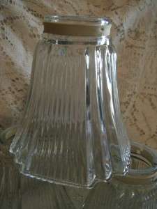 Vintage Square Clear Ribbed Glass Art Deco Lamp/Light Sconce/Shades 