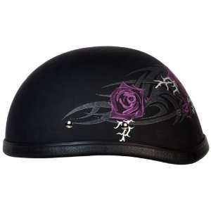   Eagle Purple Rose Skull Cap Novelty Motorcycle Half Helmet [2X Large