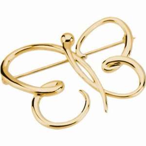  14Kt Yellow Gold Wiry Butterfly Brooch Jewelry Days 