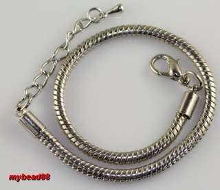5Pcs Silver Plate Snake Chain Bracelets Fit Charms 25cm  