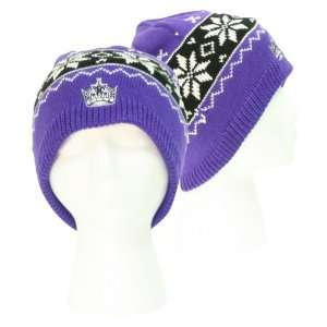   : Los Angeles Snowflake Winter Knit Hat   Purple: Sports & Outdoors