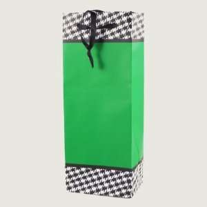  Berwick Houndstooth Wine & Spirit Gift Bag, Green, 5 Wide 