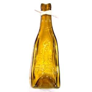  Upcycled, Melted, Slumped Golden Yellow Burgundy Wine Bottle 