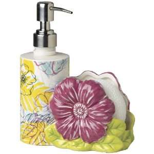 Beachcomber Flower Kitchen Sink Scrubby Holder Soap Dispenser Pump 