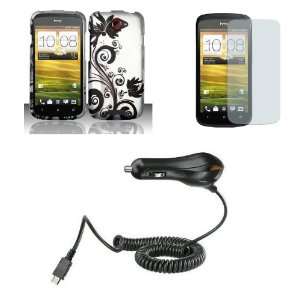  HTC One S (T Mobile) Premium Combo Pack   Black Wild Orchid Flower 