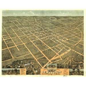  1871 Birds eye map of Lexington, Fayette Co., Kentucky 