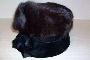343 Cass of California VTG Mink Velvet Hat  