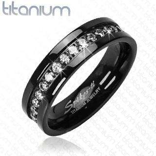 Mens New Black Titanium Ring w/wrap Crystals  