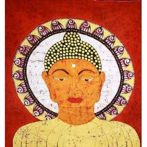  Gautam Buddha   Batik Painting On Cotton: Home & Kitchen