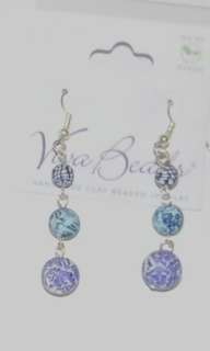VIVA BEADS*SOMETHING BLUE 3 bead earrings NWT 2011 CLEARANCE  