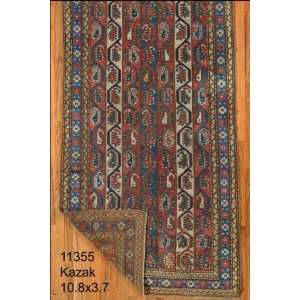  3x10 Hand Knotted Kazak Caucasian Rug   37x108