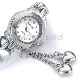   Hearts Pandent Bracelet Quartz Stainless Steel Wrist Watch  
