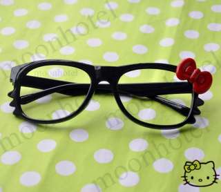   Kitty Bow Style Women Girl Black Glasses Costume Without Lens Free Box
