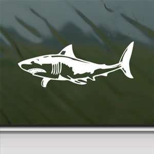 : Great White Shark White Sticker Scuba Diver Dive Laptop Vinyl White 