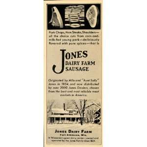  1931 Ad Jones Dairy Farm Sausage Pig Pork Wisconsin 