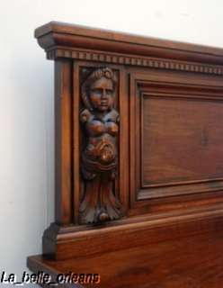 SUPERB WALNUT CARVED FIGURAL CABINET WITH HUTCH. WOW!!!  