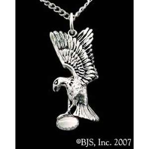 : Eagle Necklace with Gem, 14k White Gold, White set gemstone, Eagle 