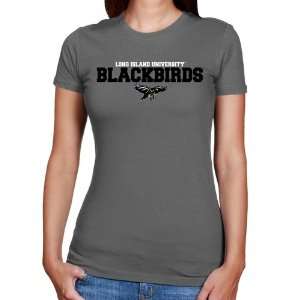  Long Island Blackbirds Ladies Charcoal University Name 