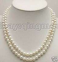 AA+ Double strings 7 8MM WHITE FW pearl necklace 5421  