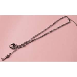  Juicy Couture Lucky J Heart Crystals Silver Tone Necklace 