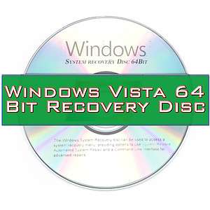 Windows Vista System Recovery Live Boot CD/DVD 64bit  